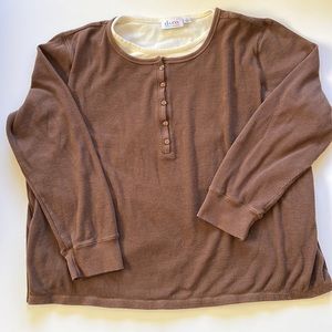 Denim & Co. Waffle Knit Henley Long-Sleeve Top